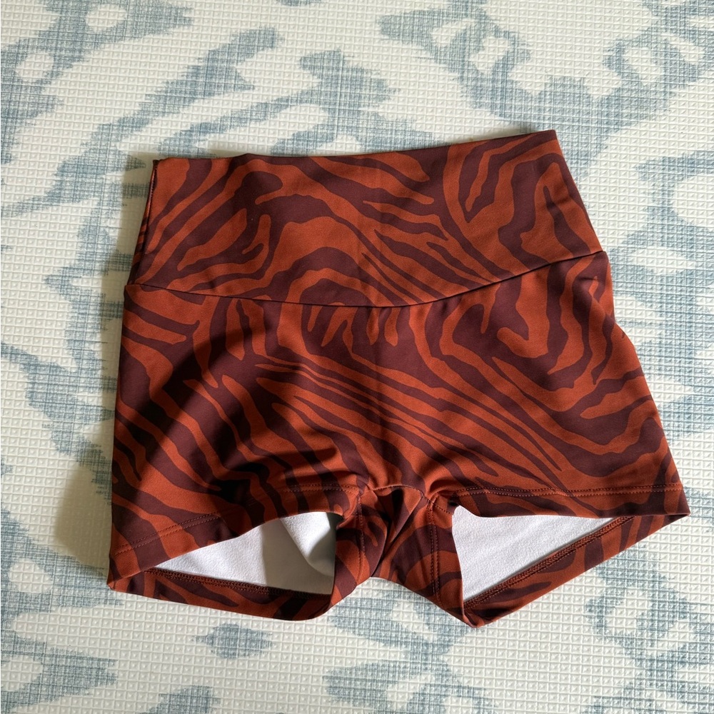 Skatie Brown Bike Shorts with Organic Pattern